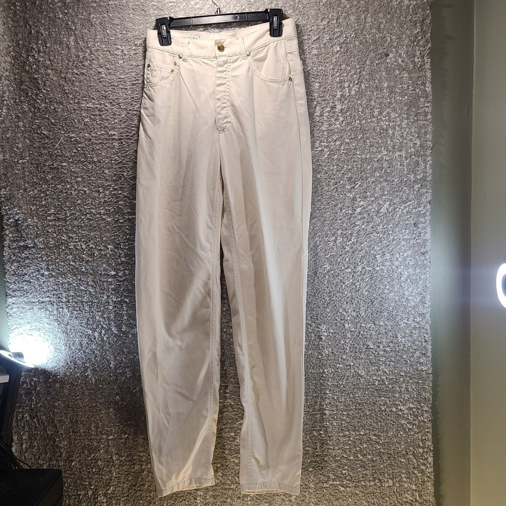 Escada Sport Womens  White Jeans Gold Logo Button Size 36 (European)‎